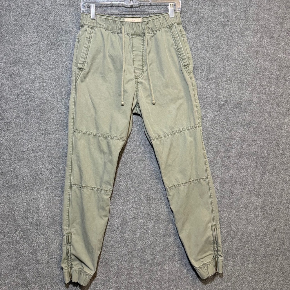 Hollister Jogger Pants Womens Extra Small Olive Green Utility Slim Zipped Ankle